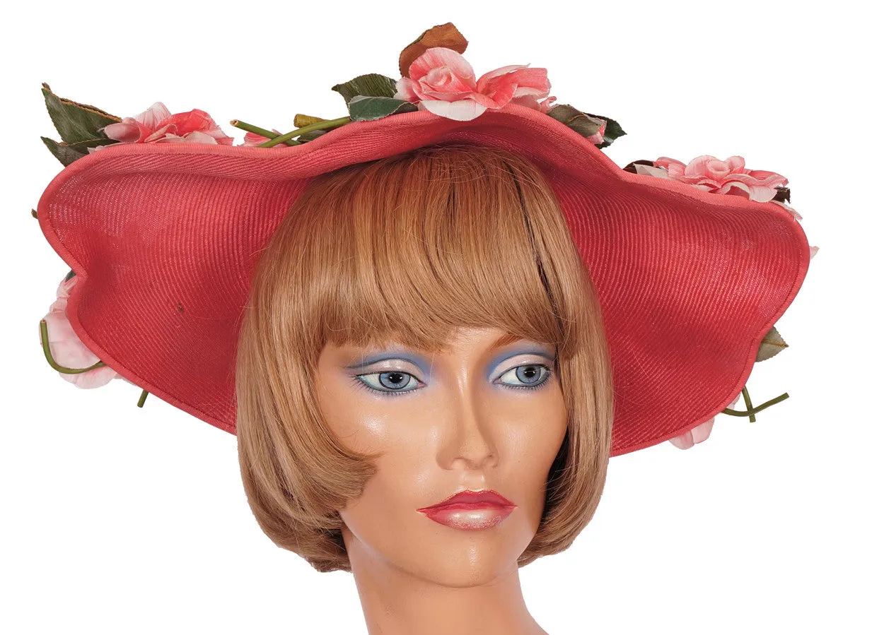 1940s Vintage Wide Brim Hat by Laddie Northridge - Pink Straw