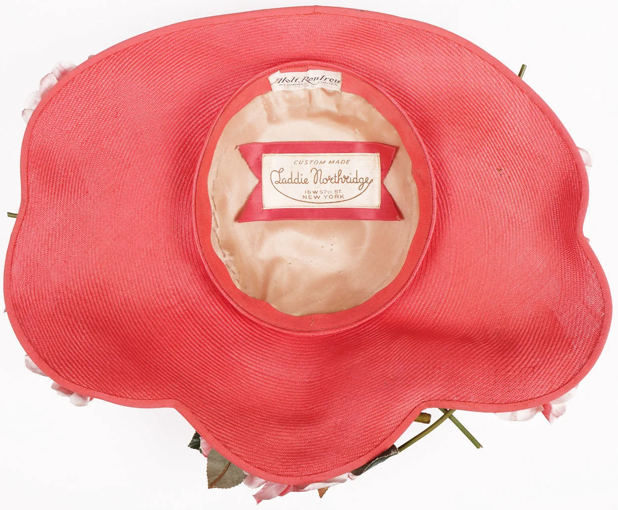 1940s Vintage Wide Brim Hat by Laddie Northridge - Pink Straw