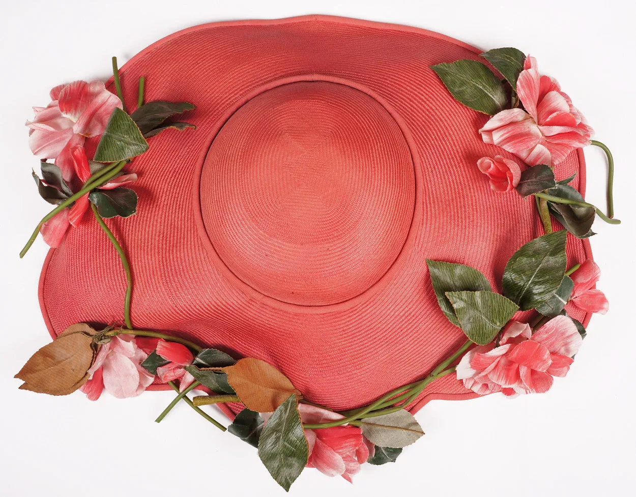 1940s Vintage Wide Brim Hat by Laddie Northridge - Pink Straw