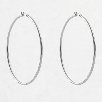 60mm Silver Creole Valentano Hoop Earrings