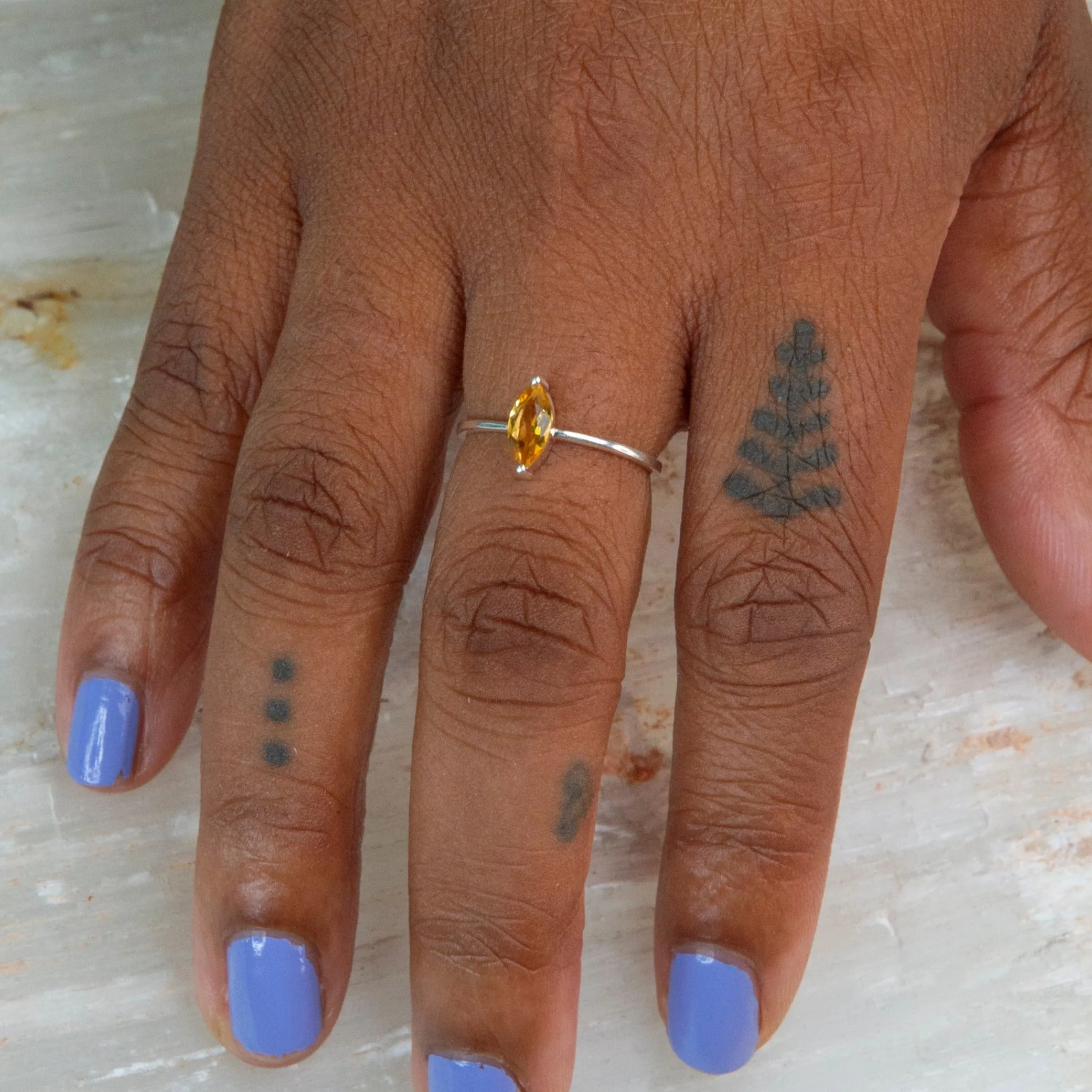 Citrine Faceted Marquise Cut Ring
