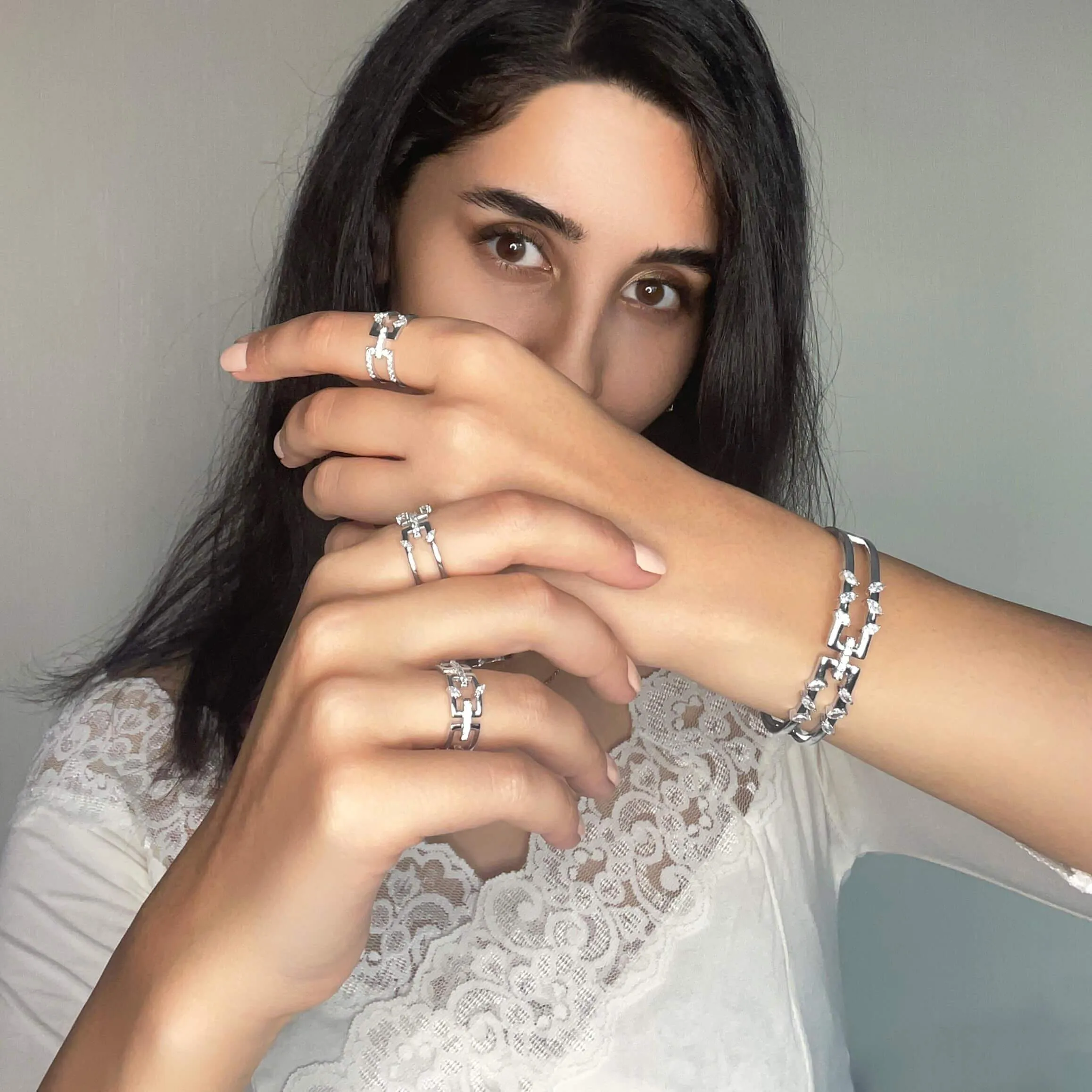 Cubic Zirconia Diamond Promise Statement Ring Jasmine Breeze Collection Designed by Golnaz Niazmand