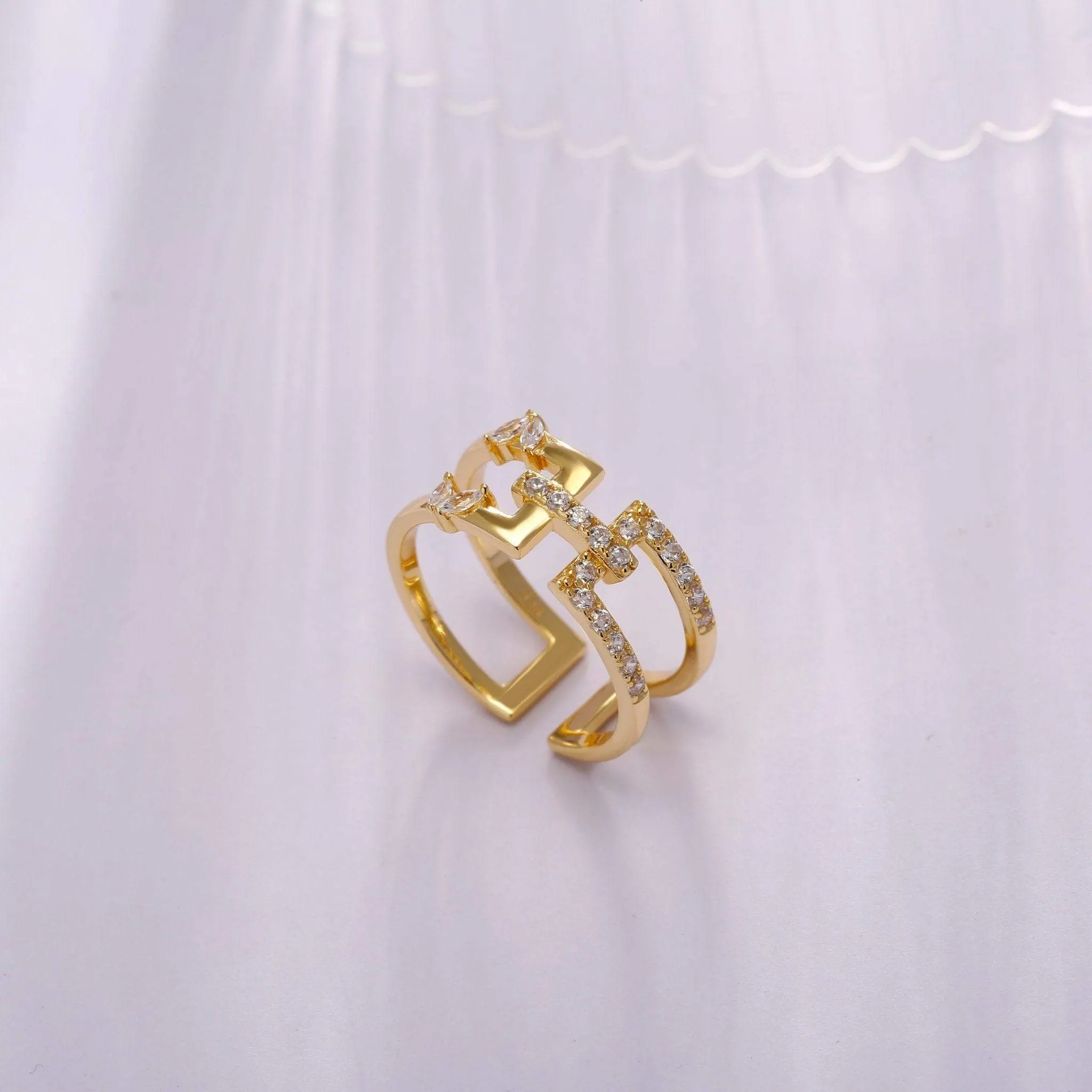 Cubic Zirconia Diamond Promise Statement Ring Jasmine Breeze Collection Designed by Golnaz Niazmand