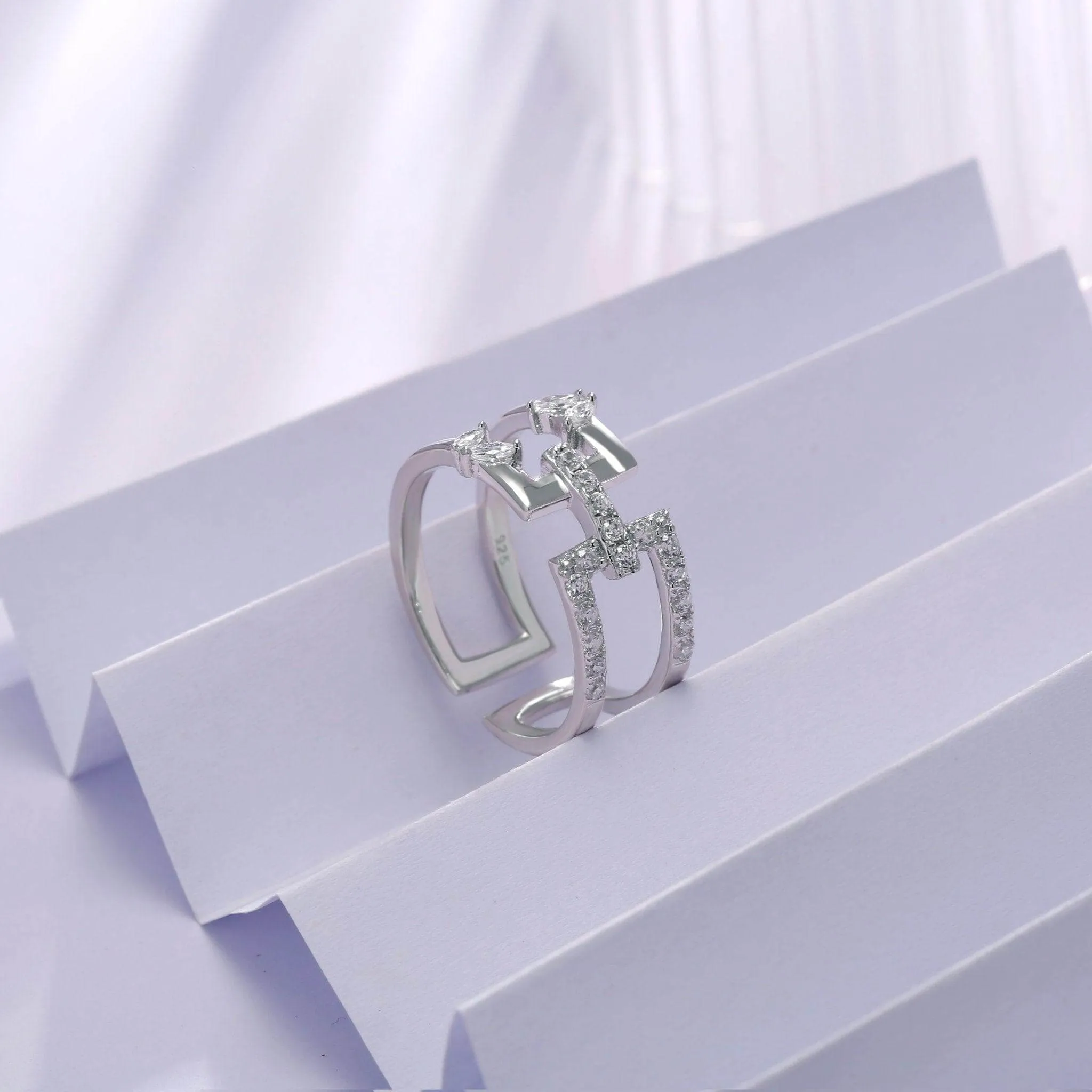 Cubic Zirconia Diamond Promise Statement Ring Jasmine Breeze Collection Designed by Golnaz Niazmand