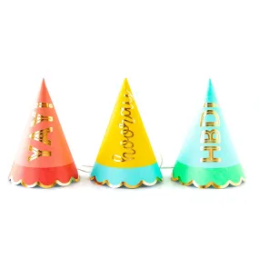 Hip Hip Hooray Party Hats, Assorted, 7" | 9 ct
