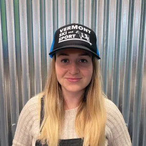 Paddleboarding Cow Trucker Hat - Black with Blue