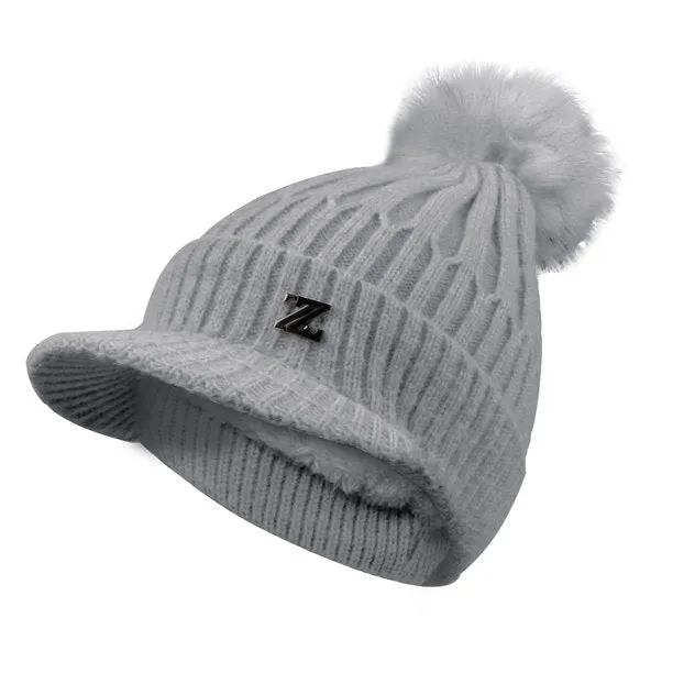 Womens Winter Warm Hat Slouchy Cable Knit Beanie Hat with Visor