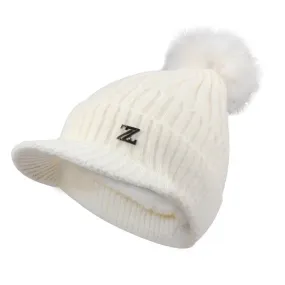 Womens Winter Warm Hat Slouchy Cable Knit Beanie Hat with Visor