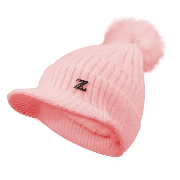 Womens Winter Warm Hat Slouchy Cable Knit Beanie Hat with Visor